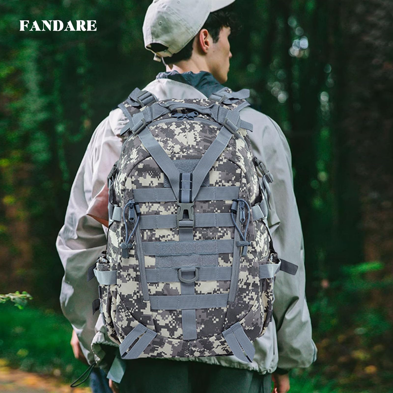 FANDARE Military Tactical Backpack Waterproof Heavy duty 3 Day Assault Pack Molle Bag Backpacks Army Daypack for Men Tactical Laptop Bug Out Hiking Rucksack