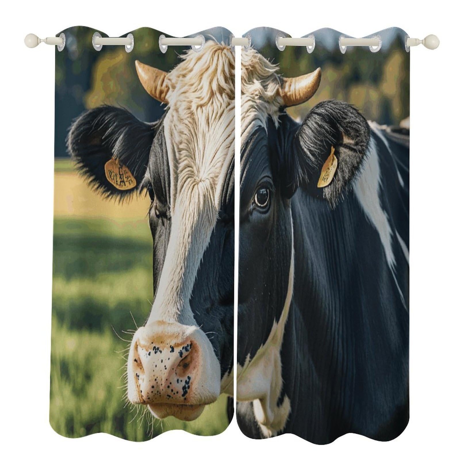 Rideaux isolation thermique et occultant motif vache noir et blanc