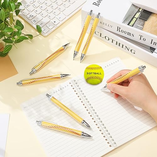 Miniatura 7 de Thenshop 40 bolígrafos de sóftbol, cómodos bolígrafos de escritura de tinta negra, bolígrafos novedosos para sóftbol, bolígrafos retráctiles para