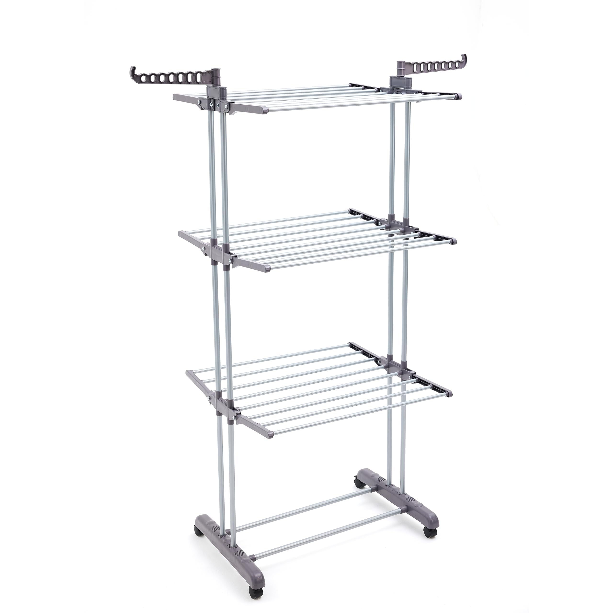 Amazon Basics Séchoir à Linge Intérieur, à Ailes Pliables, à 4 Niveaux, 72,9 à 126 x 64 x 173 cm (L x L x H), Argenté, pour Vêtements