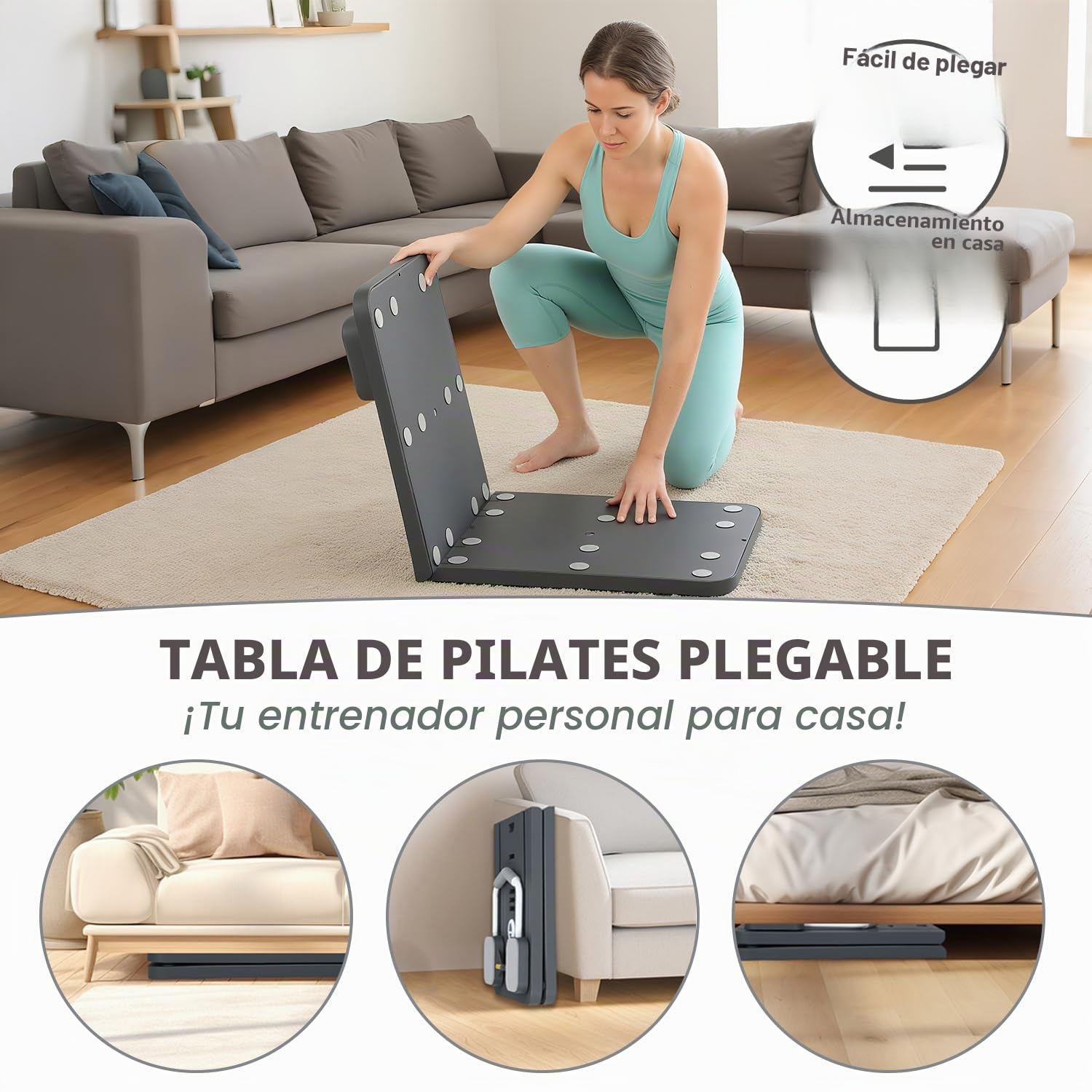 Juego de tabla de pilates para el hogar – Máquina reformadora plegable de pilates, minitabla reformadora de pilates, reformador para pilates premium, incluye temporizador, bandas de resistencia, asas