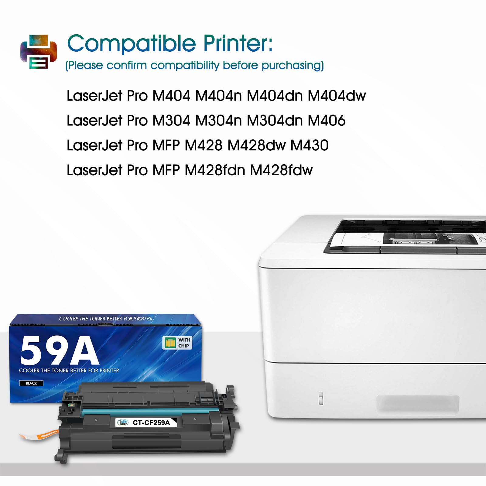 59A CF259A Mit Chip Kompatibel Toner für HP 59A M428dw Toner Schwarz 2-Pack | CF259X 59X für LaserJet Pro MFP M428dw M404dn M404n M428fdw M428fdn M404dw M304n M304dn M404 M428 M304 M304D Drucker