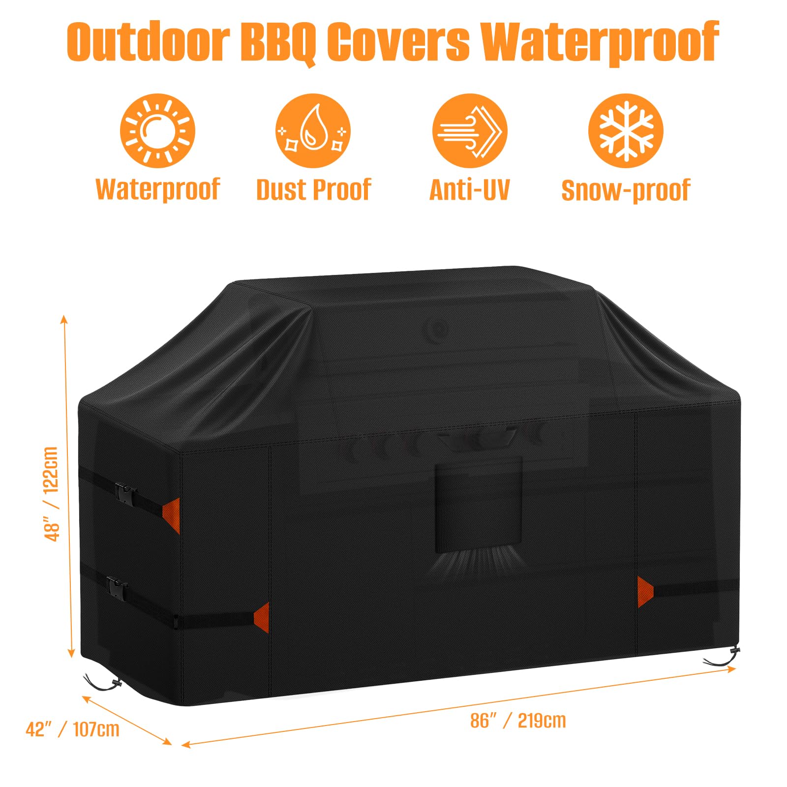 LYHNMW 86 Zoll Island Grill Abdeckung, Heavy Duty 600D Wasserdicht & Staubdicht | Outdoor Grill BBQ Covers Anti-UV Rip-Proof Island BBQ Grill Head Cover