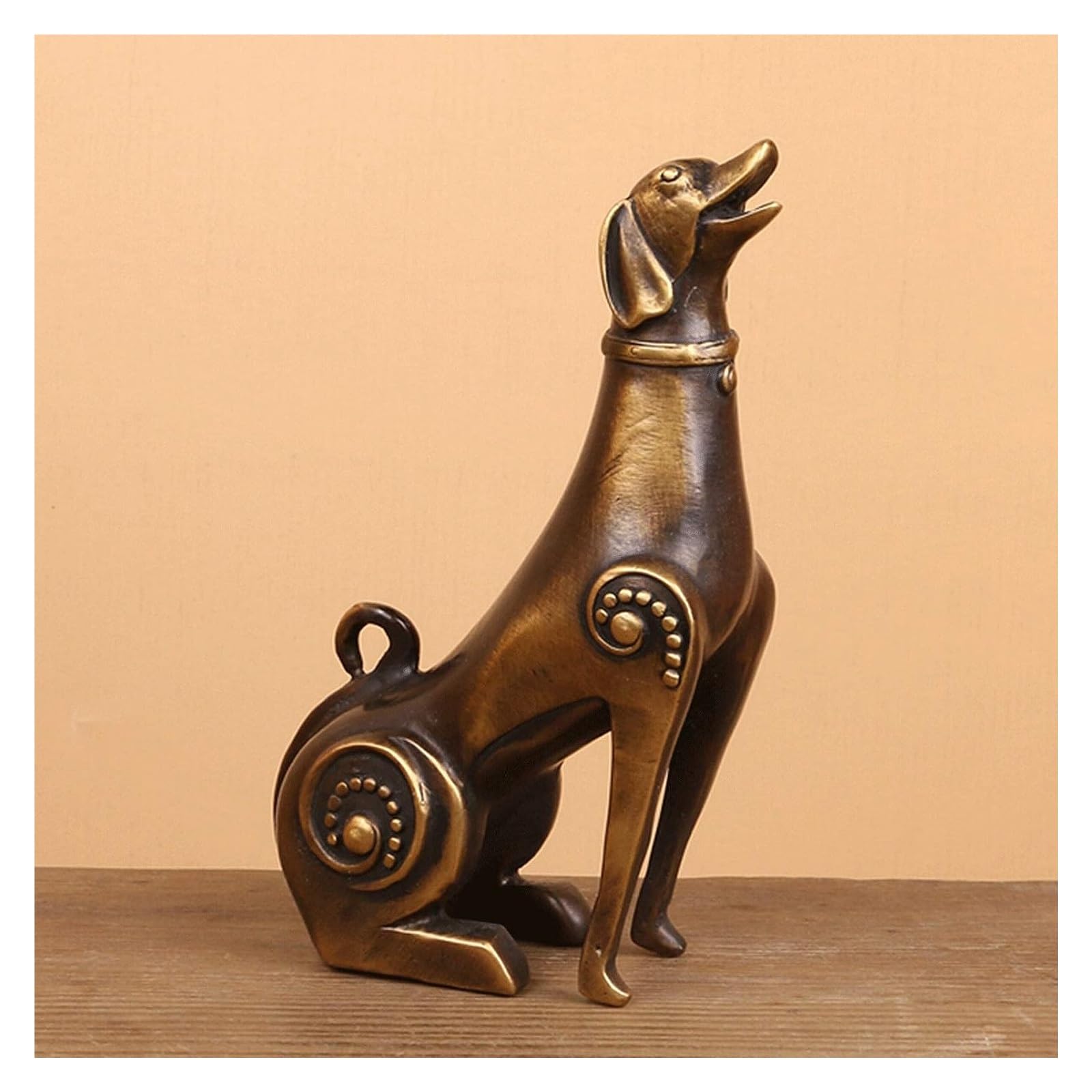 Arredamento artistico con motivi animali Scultura da tavolo in ottone, statua di cane, ornamenti zodiacali, scultura, artigianato in metallo retrò, decorazioni for soggiorno, bancone, ufficio