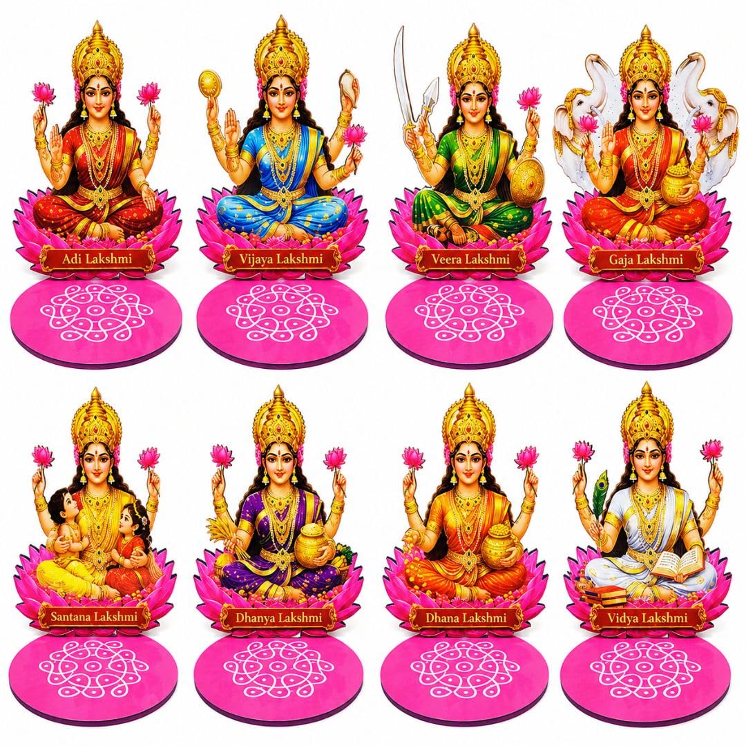 Sri Yagnaa - Easily Assemble MDF Ashtalaxmi Stands for Varalaxmi Pooja Decor - Reusable Festival Decoration Stand - Navaratri, Varalakshmi Vratham & Pooja Decor-image-12