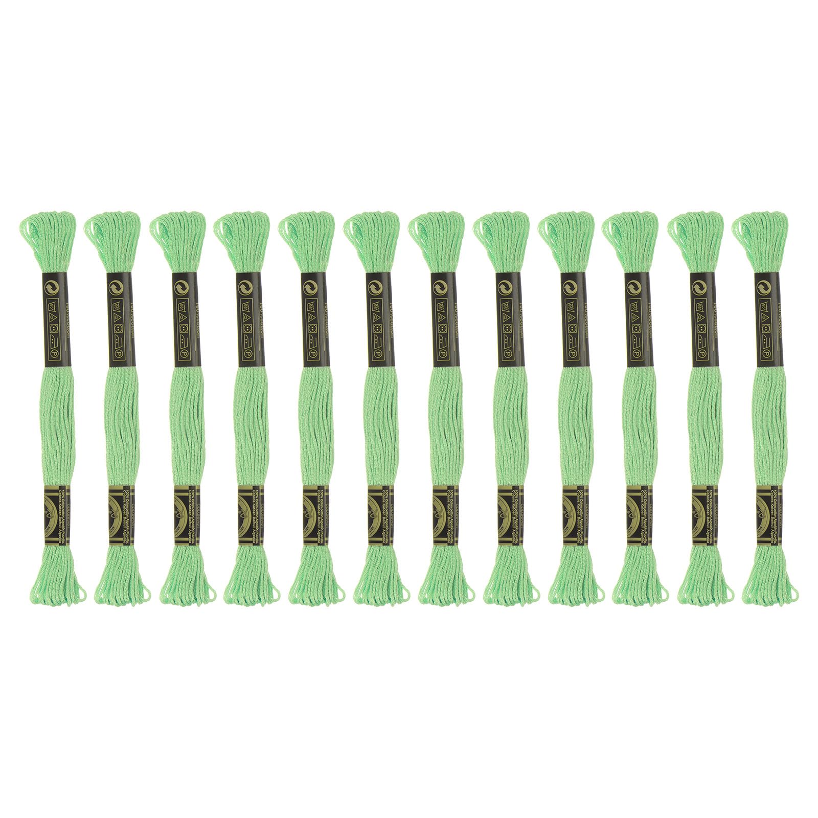 HARFINGTON 12 Skeins Embroidery Floss 8.75yds(8m) Egyptian Long-Staple Cotton Cross Stitch Thread for Sewing DIY Bracelet Yarn String and Crafts, Pastel Green(6013)