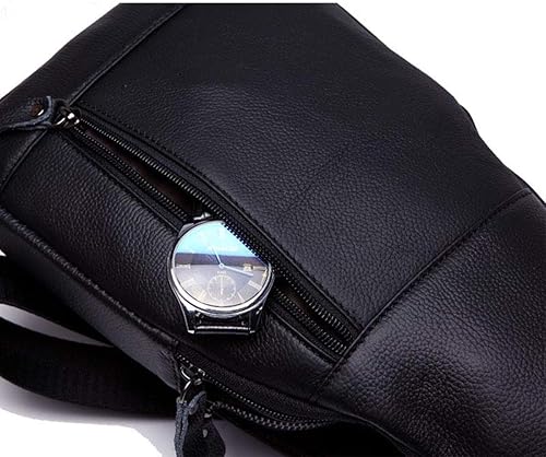 Miniatura 9 de Bolso de pecho de cuero genuino para hombre, bolso cruzado de hombro, bandolera, mochila de mensajero, mochila para negocios, casual, deporte,
