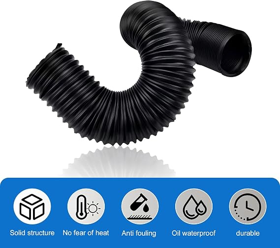 Pack-1 Car Modified Turbine Intake Pipe, 2.99 /76 mm Air Guide Flexible Retractable Waterproof Hose, Vehicle Feed Pipe Replacement Parts, Universal for Most Cars Accessories (Black)