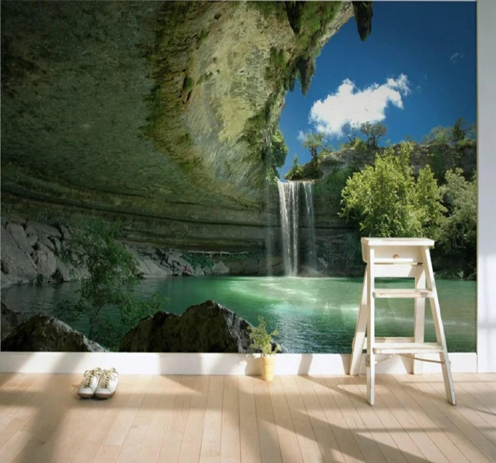 Wallpaper-3D-Xlm 250Cm×170Cm(B×H) Ethereal Waterfalls Landscapes Nature Scenery 3D Wallpaper Easy Install Feature Office Living Room Sofa Bedroom Tv Background Wall Decoration-250Cm×170Cm