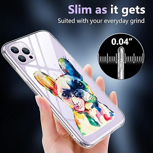 Miniatura 2 de Funda compatible con iPhone 14 Pro, funda de teléfono de Bulldog francés de acuarela, TPU suave, a prueba de golpes, transparente, regalo para