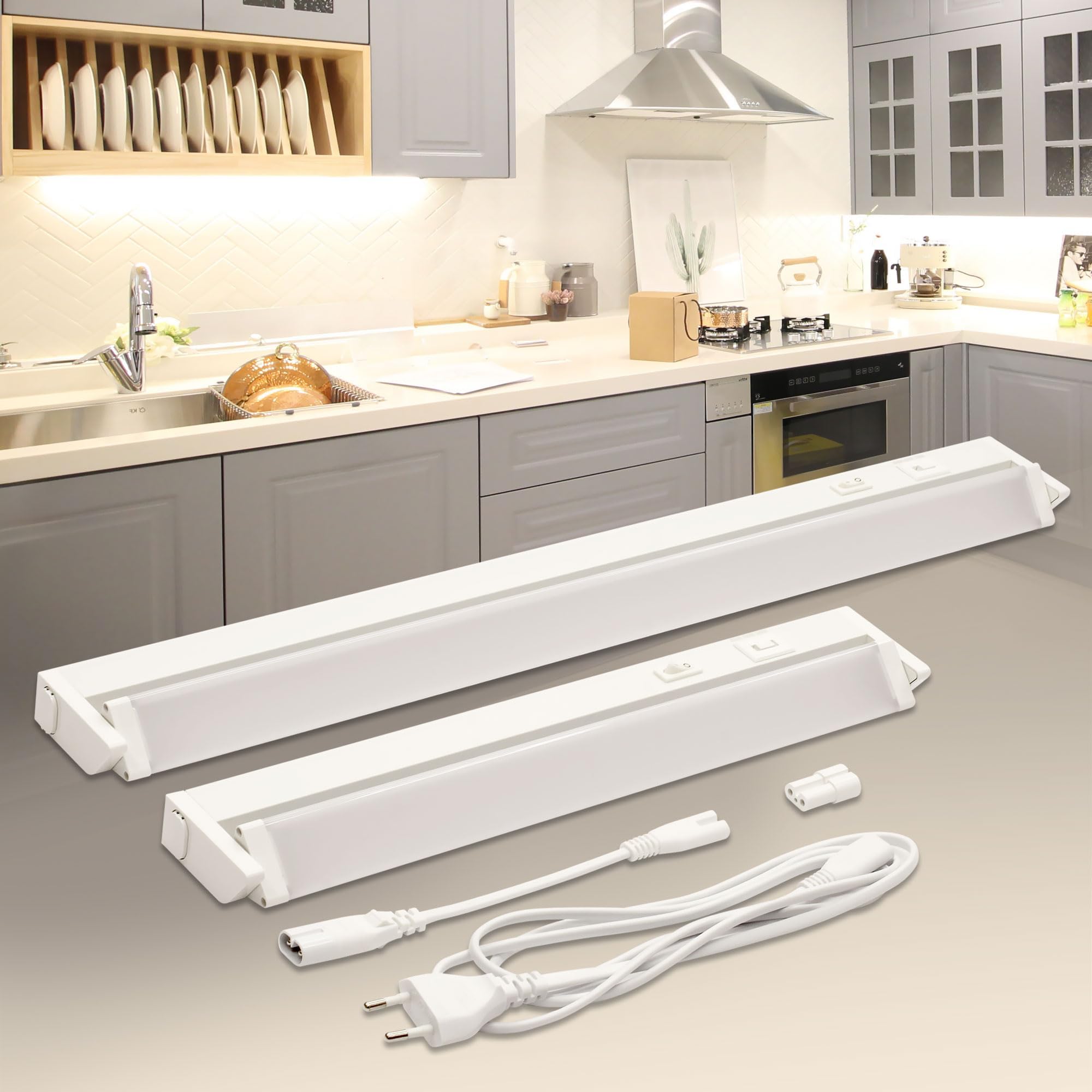 Oktaplex LED Unterbauleuchte Riga 3er Set Küche 84cm Neutralweiß 4000K 230V mit Schalter kaufen