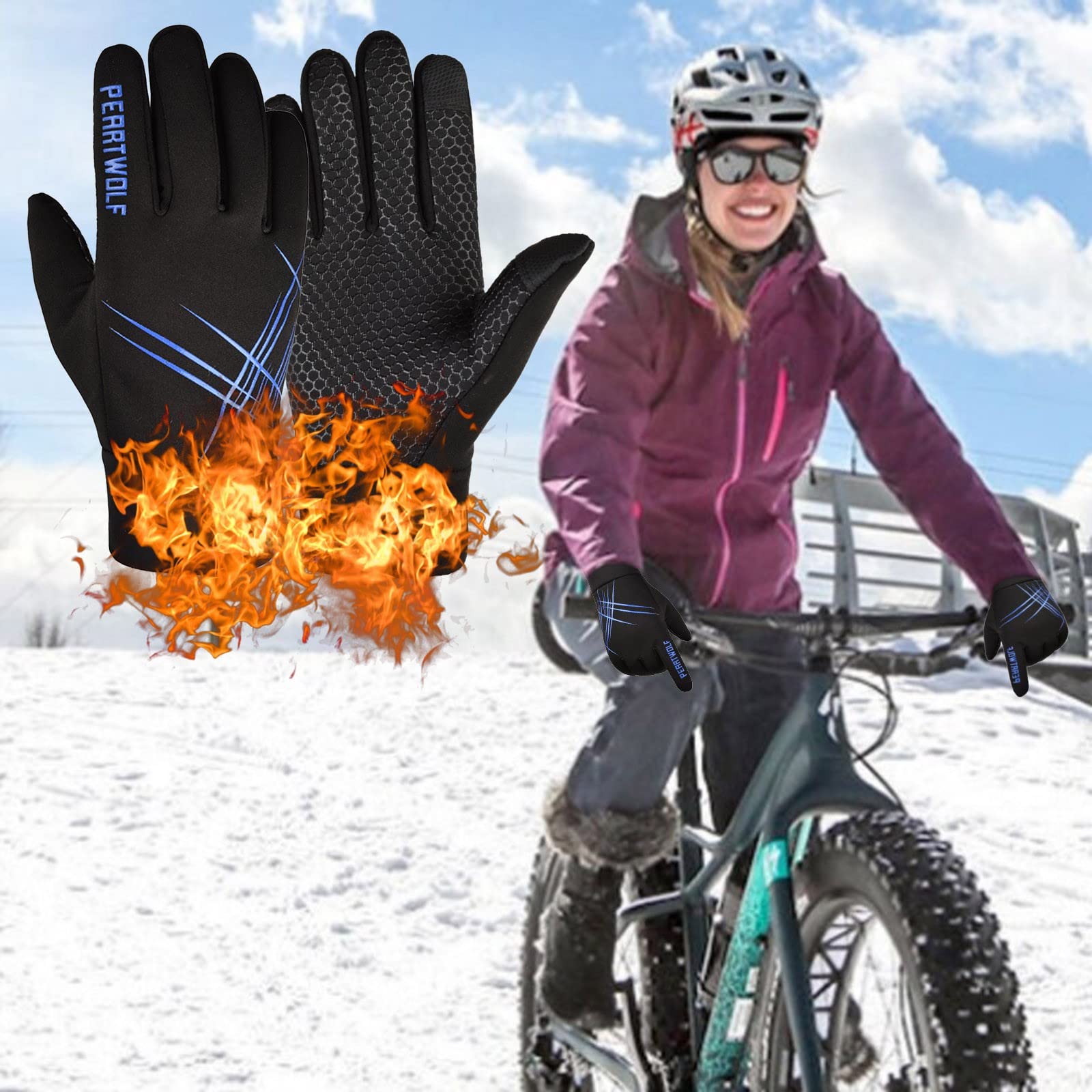 Gants d'équitation d'hiver chauds de sport, akcesoria thermiques d'hiver, narciarski extérieur tactile, coupe-vent imperméable anti-rapant