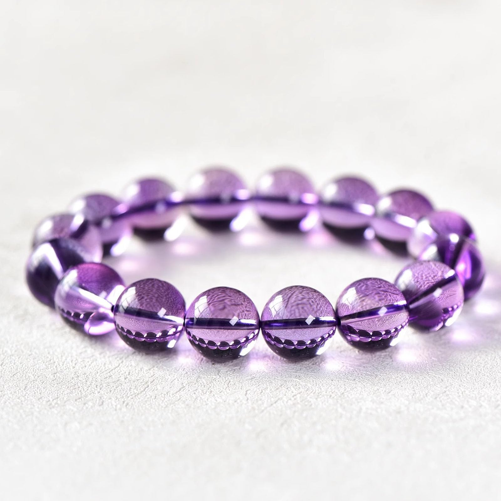 10~10.8mm, Armbänder mit natürlichen Amethystperlen, Armbänder aus natürlichem Kristallstein für Frauen und Männer, dehnbares Statement-Schutzarmband, Charm-Perlenarmbänder für Paare