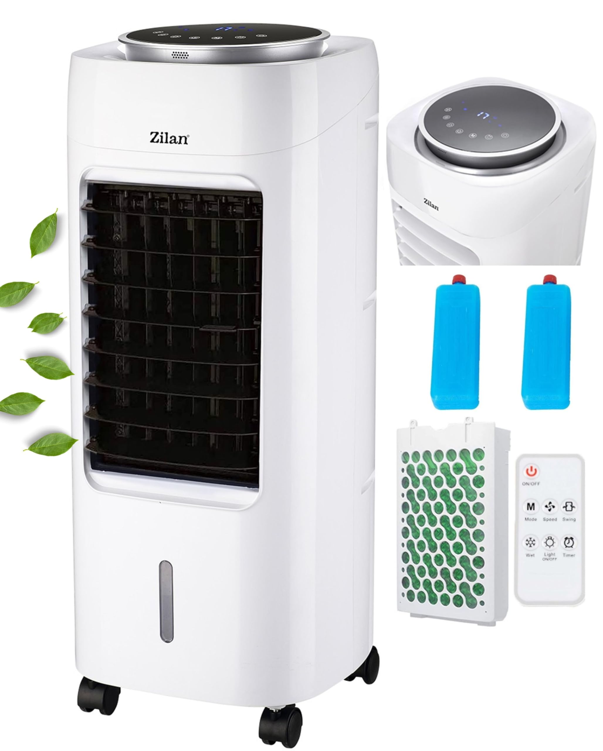 Ventilateur sur pied 3 en 1 avec refroidissement à eau Très silencieux – Climatiseur mobile sans tuyau Refroidisseur d'air avec télécommande – Purificateur d'air 12 h