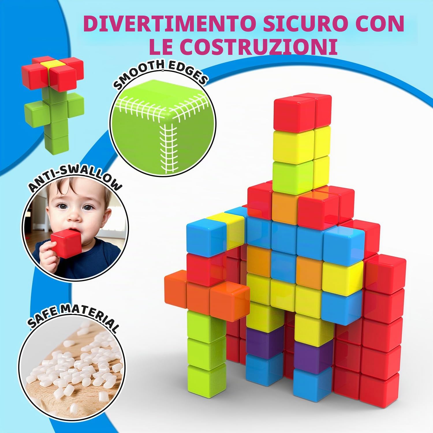 Pairez Toys Blocchi da costruzione magnetici, 1,65 pollici, grandi dadi magnetici impilabili per bambini, giocattoli sensoriali e montessori per ragazzi e ragazze di 1, 2, 3 anni (36 pezzi)