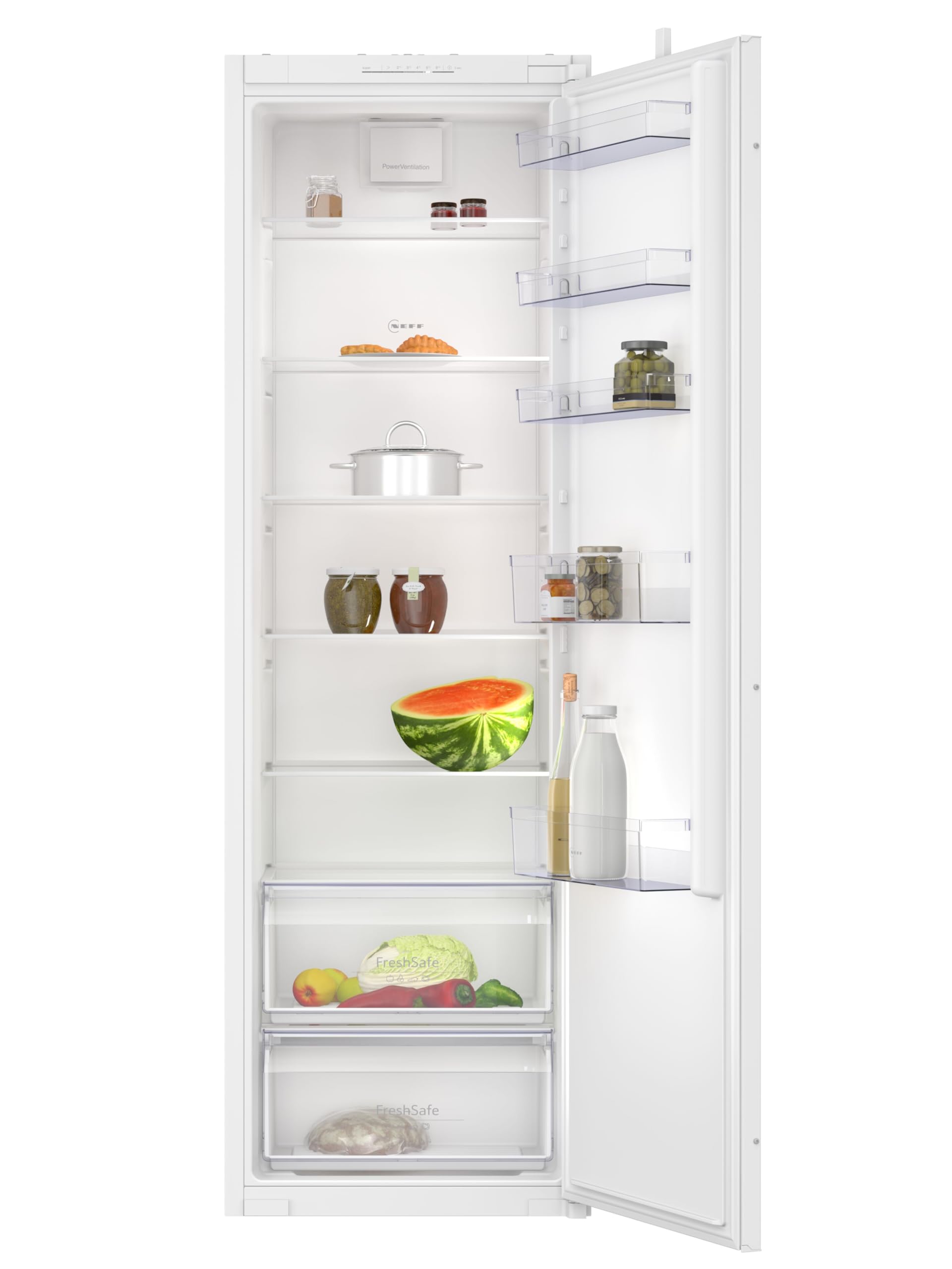 NEFF KI1811SE0, N 30, FreshSafe, Einbaukühlschrank 177.5x56cm, Nutzinhalt gesamt: 310, 39 dB, Schleppscharnier, Kühlraum: 310 Nutzinhalt, 7 Abstellflächen, davon 5 höhenverstellbar
