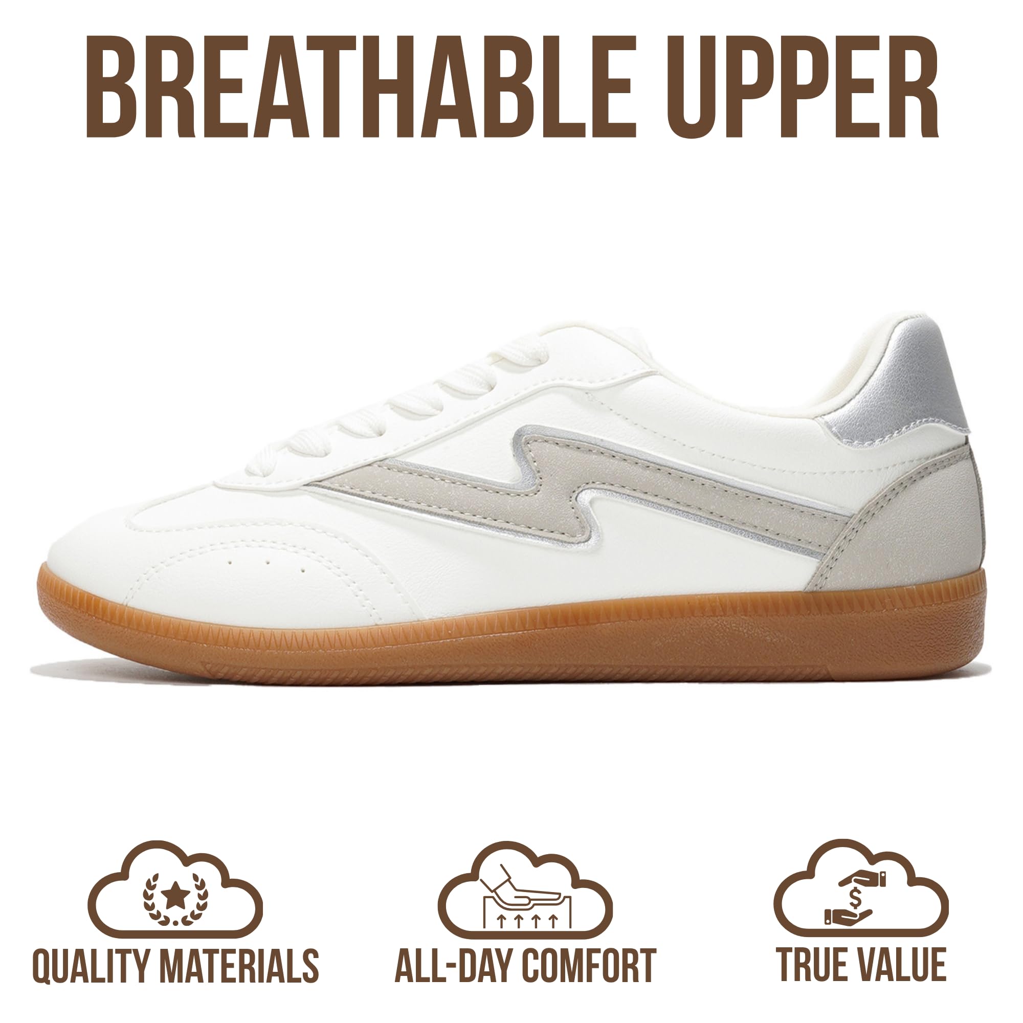Project Cloud Fashion Sneakers for Women 2026 - Lace-Up Shoes Trendy Women Sneakers with Memory Foam Insole Women's Fashion Sneakers Non-Slip Womens Shoes (Irita): 7.5 White