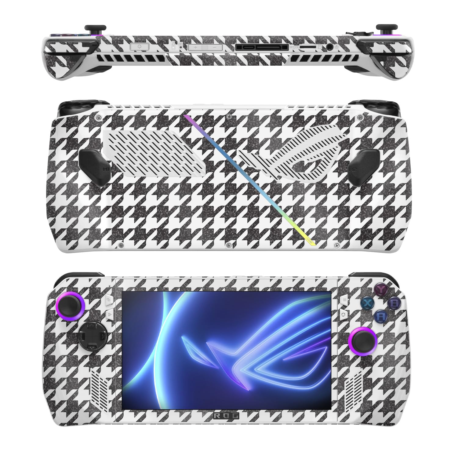 MightySkins Glossy Glitter Skin Compatible with Asus ROG Ally - Houndstooth | Protective, Durable High-Gloss Glitter Finish | Easy to Apply