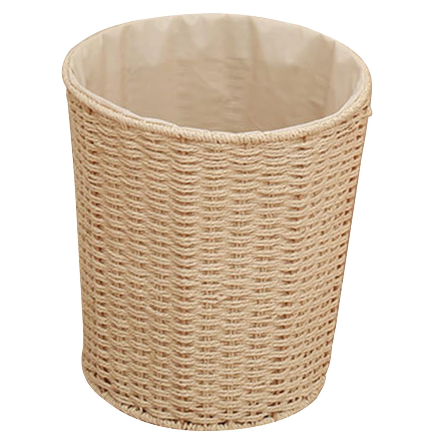 Rattan Trash Can Woven Garbage Bin with Linen Liner Beige, Versatile Wastebasket for Kitchen, Bedroom, Living Room Storage and Sundries Organization Random Style
