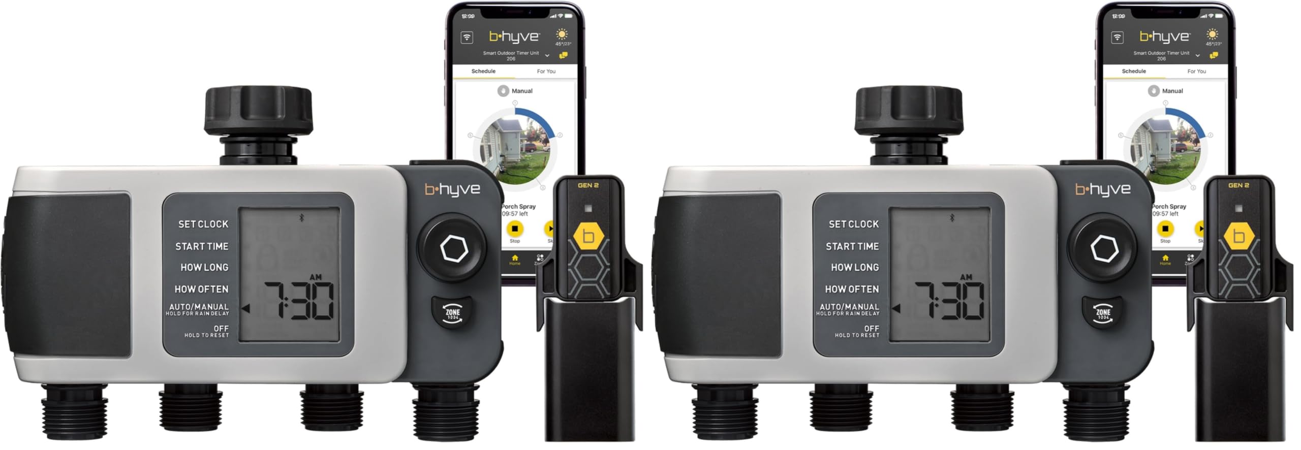 Orbit B-hyve XD Smart Hose Watering Timer with Wi-Fi Hub - 24639,4-Port (Pack of 2)