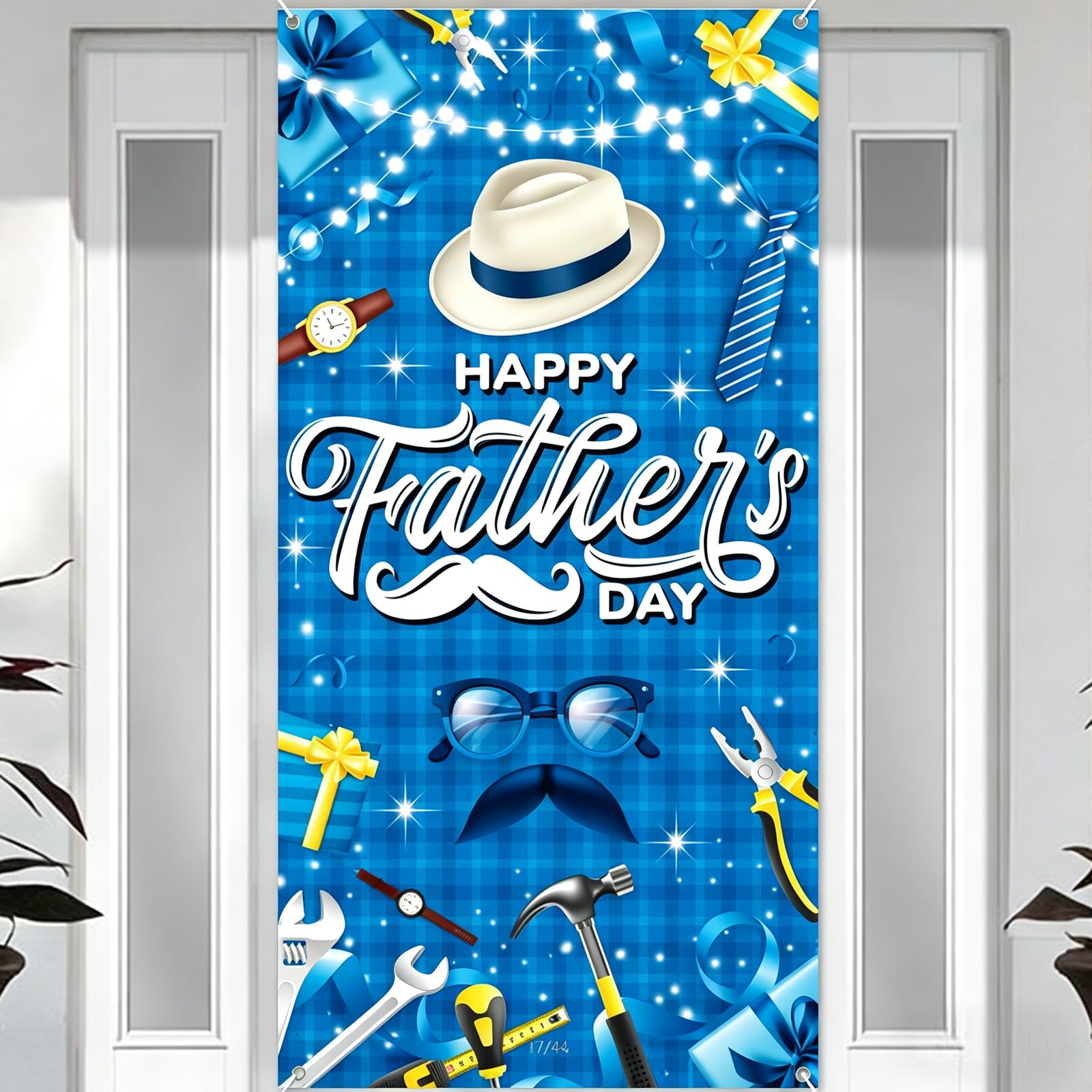 Fathers Day Decorations Happy Father's Day Door Cover Banner Door Photo Backdrop for Father's Day Parties Porch Windows Indoor Home Decor 6x3ft