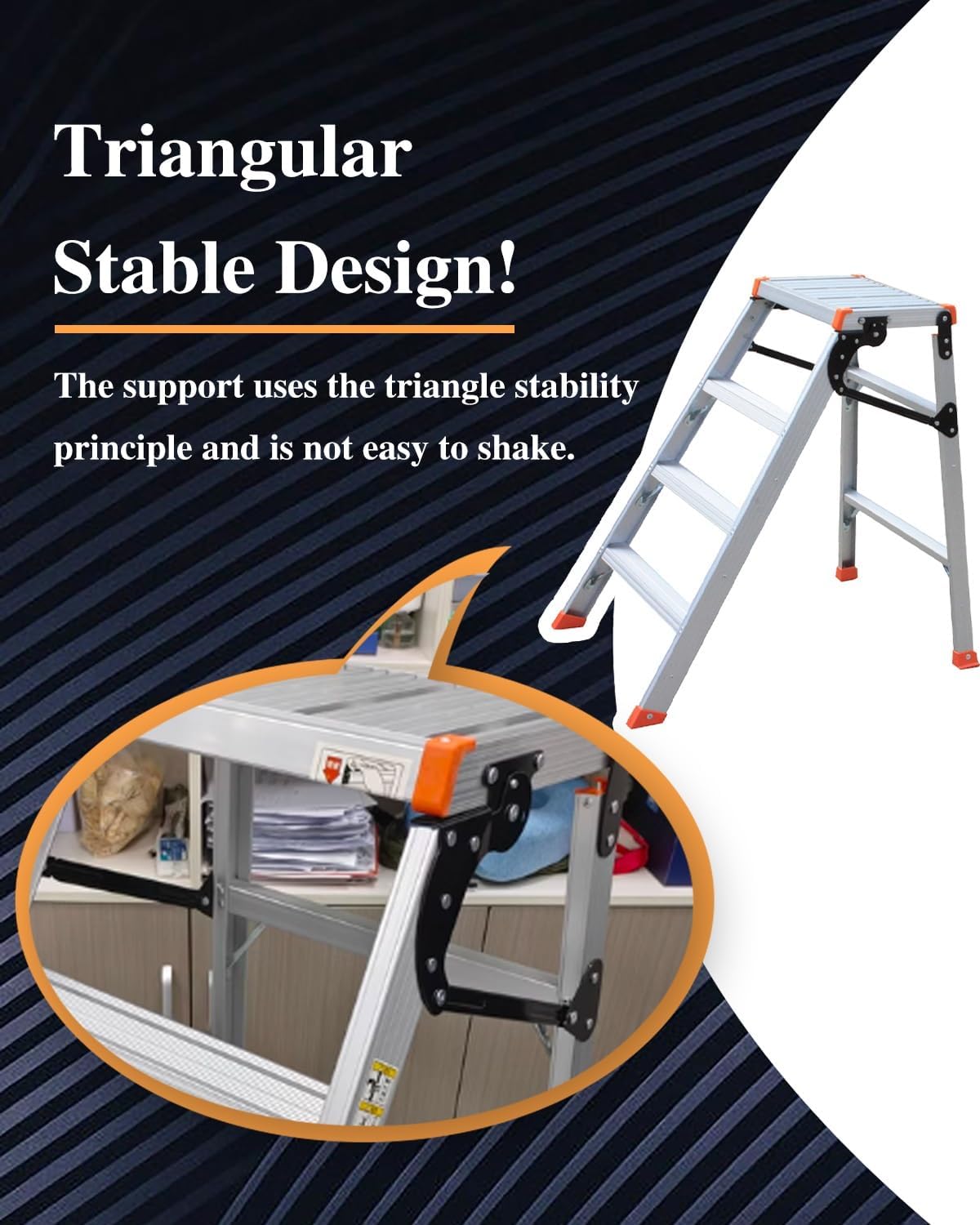 Image showing the triangular stable design of the scaffolding.
