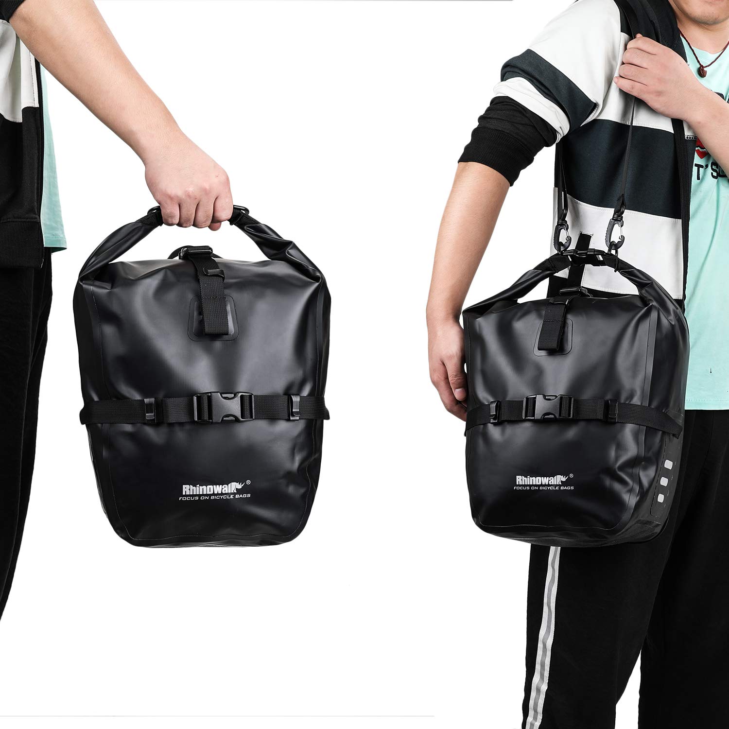 Rhinowalk Fahrradtasche Wasserdicht Gepäckträgertasche Fahrrad Gepäckträger Seitentaschen Rolltop Radtasche Hinterradtasche