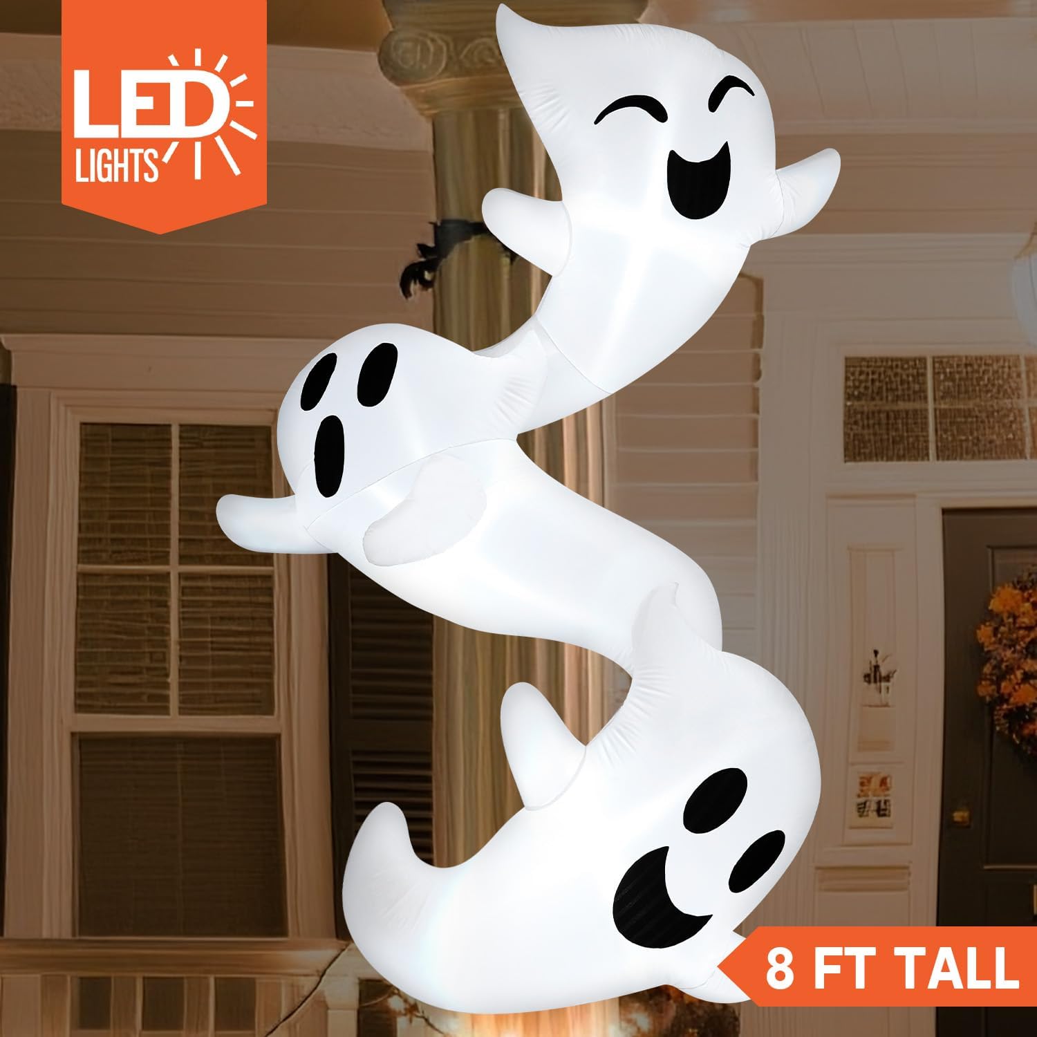 JOYIN 8ft Tall Halloween Inflatables Outdoor Decorations, Inflatable Ghosts Hugging Tree, Light Up Ghost Halloween Blow Up Yard Decoration for Patio Lawn Garden Trees Outside Holiday Decor image 2