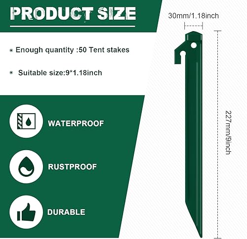 Miniatura 5 de 100 estacas de Navidad para patio, 8.8 pulgadas, estacas inflables de plástico para anclaje, estacas de anclaje resistentes, estacas de tienda de