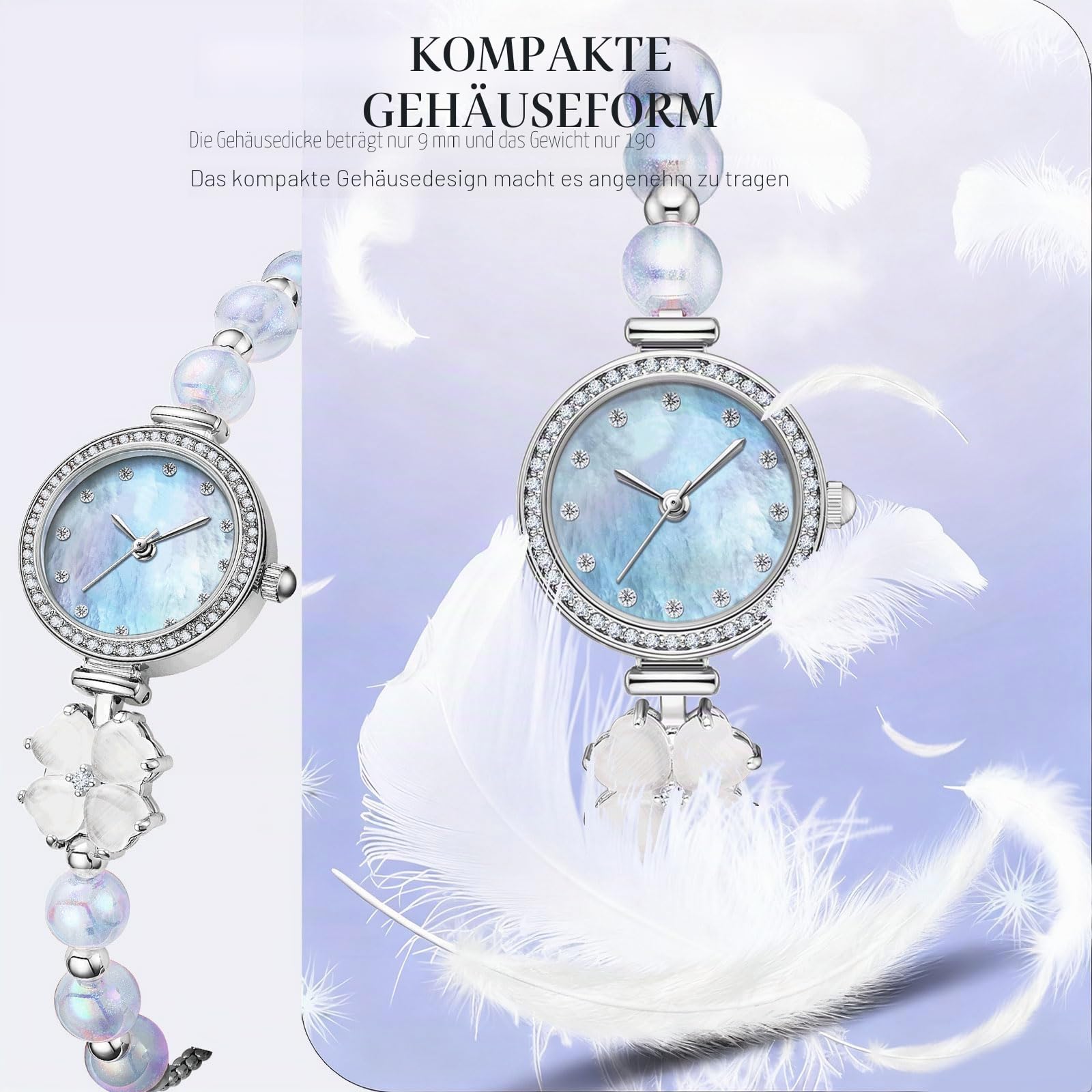 findtime Armbanduhr Damen Analoge Quarz Damenuhren Verstellbare Armband Exquisite Stylisches Elegante Vintage Uhr für Frauen Verstellbar Armreif Strass Design Schmuck Gold Weiß