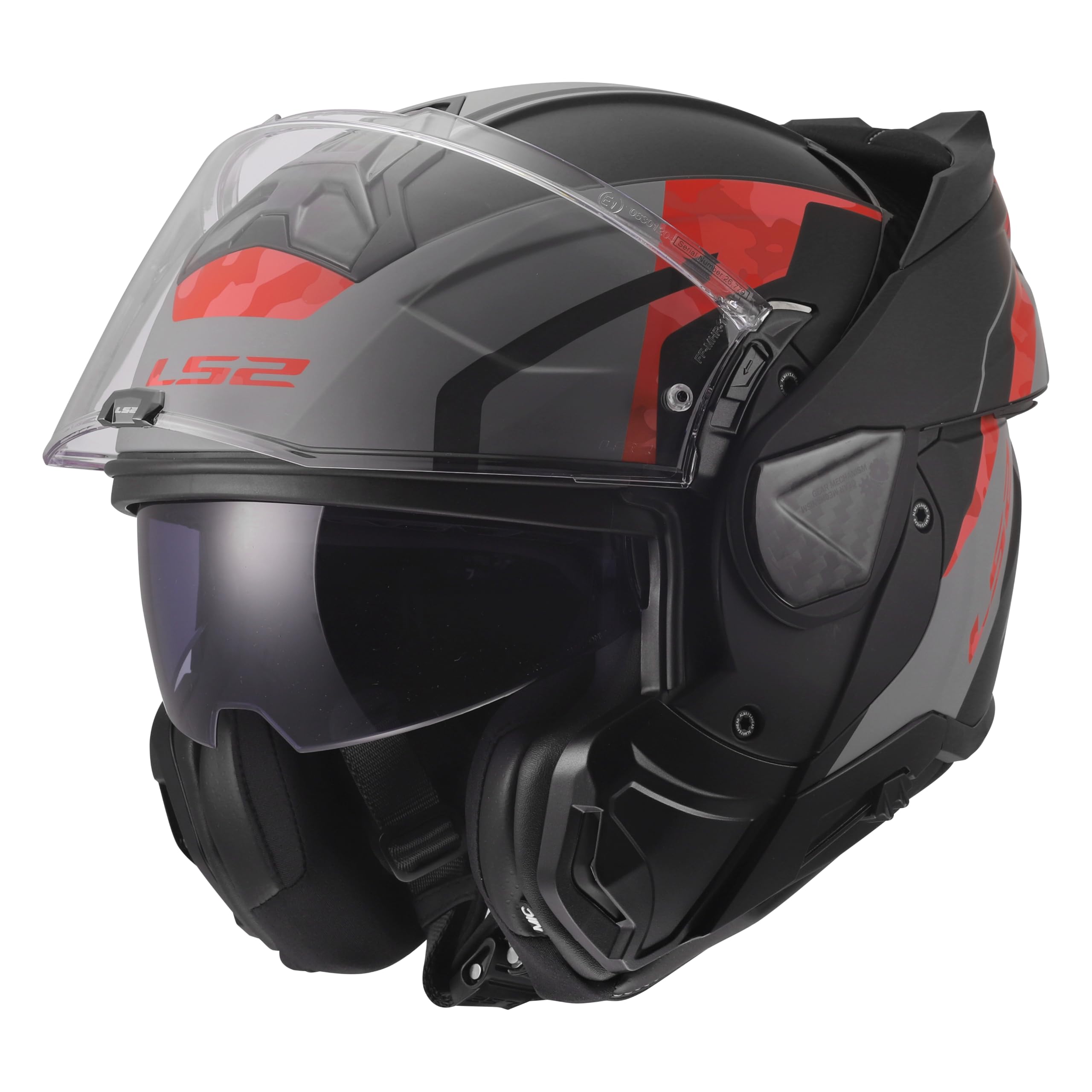 LS2, Casco Moto Modular ADVANT II GLIDE Black Grey Red, L