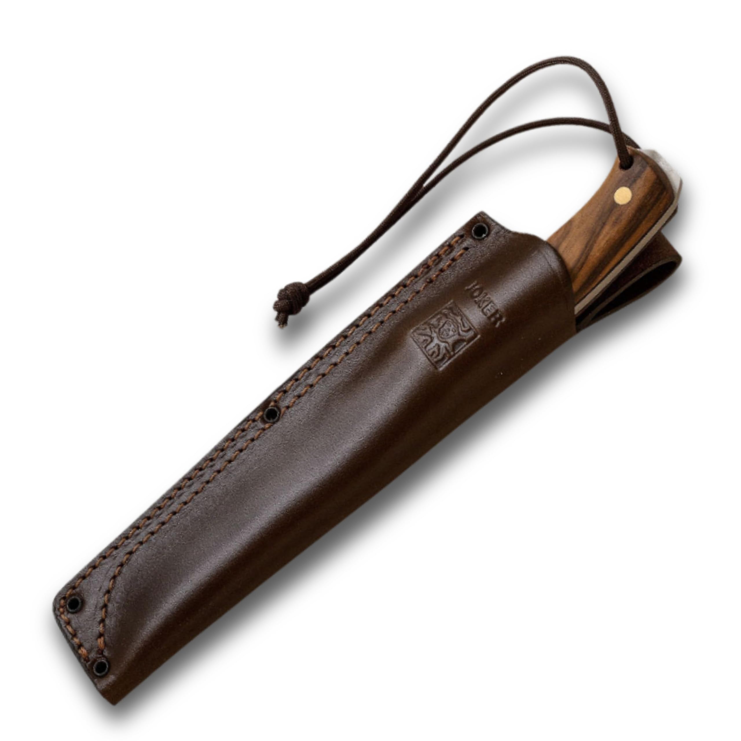 joker Coltello da caccia Nomad 6.5' CN137, manico in noce, lama da 16,5 cm, fodero in pelle marrone, strumento per la pesca, la caccia, il campeggio e l'escursionismo.