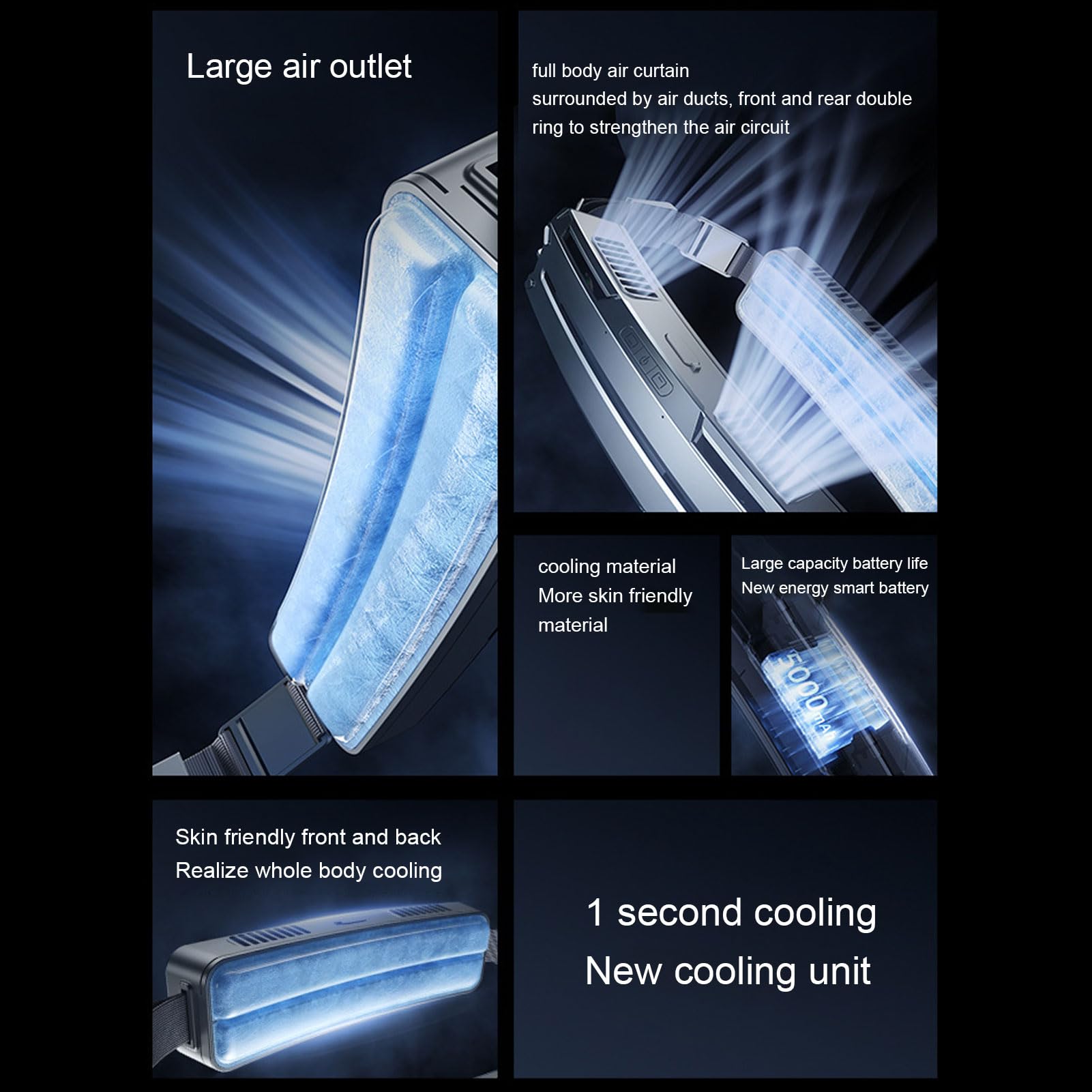 Ventilador de Cintura Portátil Enfriamiento Eficiente para Actividades Al Aire Libre con Ventilaciones de Gran Angular y 3 Velocidades de Aire Ideal para el Trabajo de Verano (Gris oscuro)