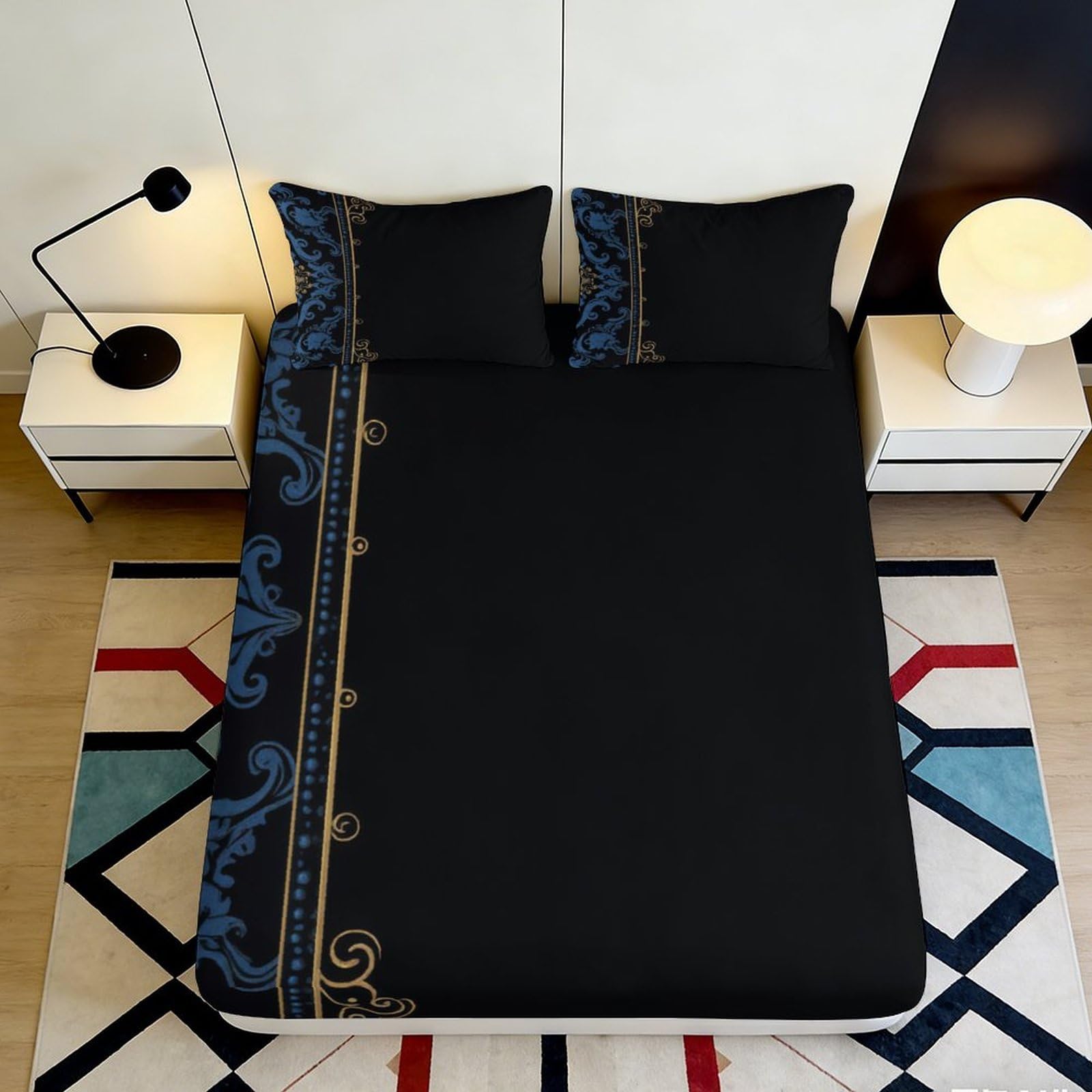 3D Printed Geometric Fitted Sheet Microfiber Deep Pocket For Adults Bedroom Bedding Geometric Mattress Fitted Cover 200x200x25cm 90x200x25cm