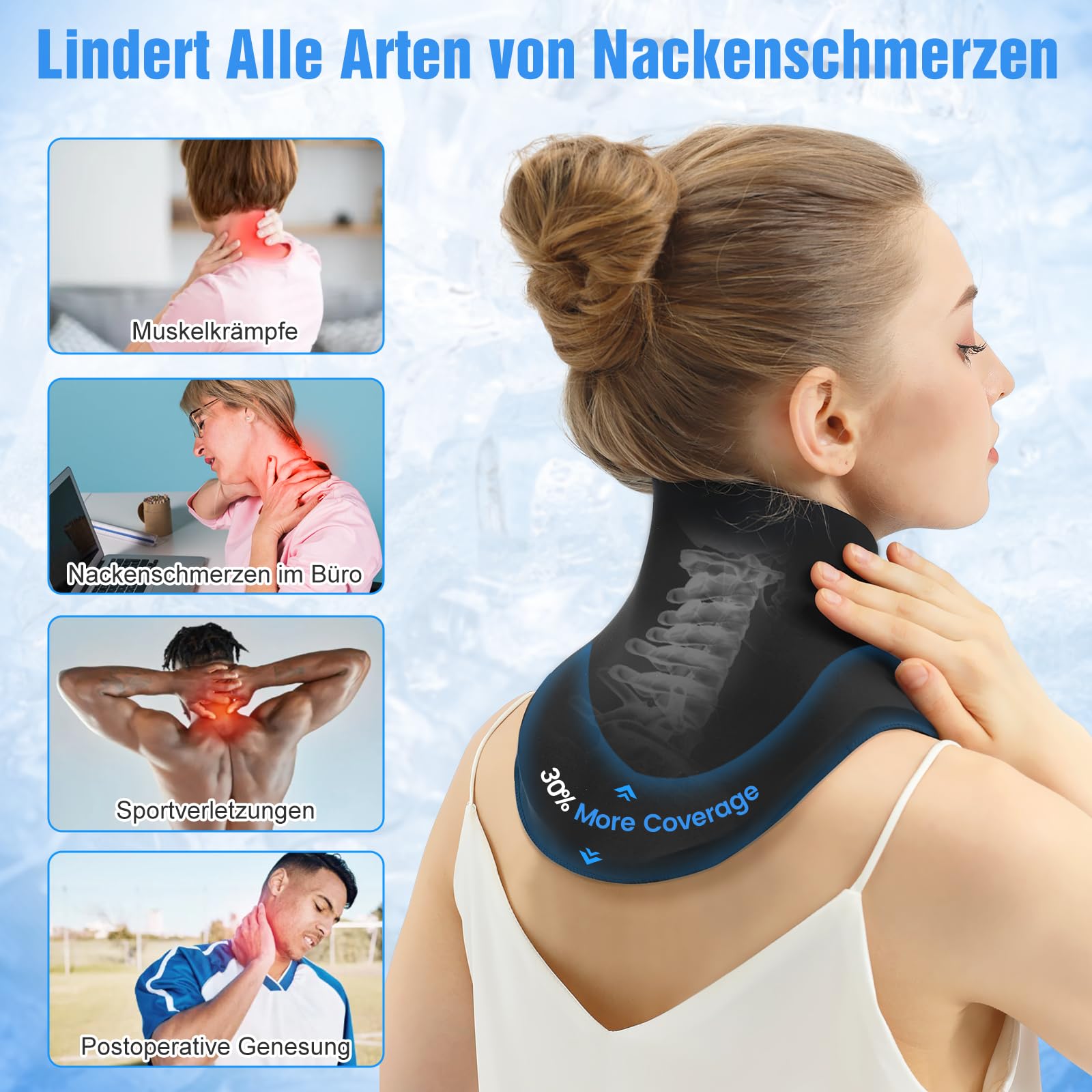 ONLYCARE Nacken Kühlpads – Upgraded Kühlakku Gel Lindert Nackenschmerzen, Warm- und kühlkompresse, Wärmekissen mikrowelle, Lindert Sportverletzungen, Schwellungen, Bürostress