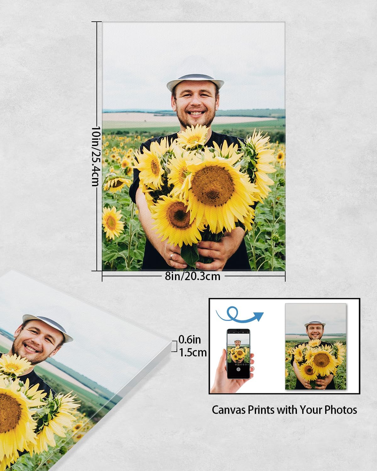 AbcCustomize Canvas Prints with Your Photos, Personalized Wall Art for Living Room, Bedroom, Office Decor, Custom Photo Gift for Family, Friends, Couples, Ready to Hang - Image 4