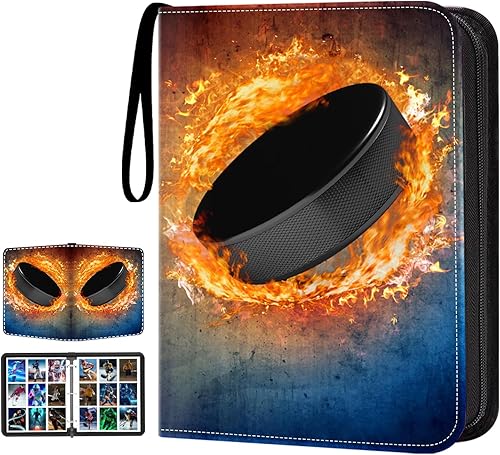 Miniatura 8 de HESTECH Carpeta de tarjetas de hockey de 900 bolsillos, carpeta de tarjetas intercambiables, 9 bolsillos con 50 fundas extraíbles para tarjetas de