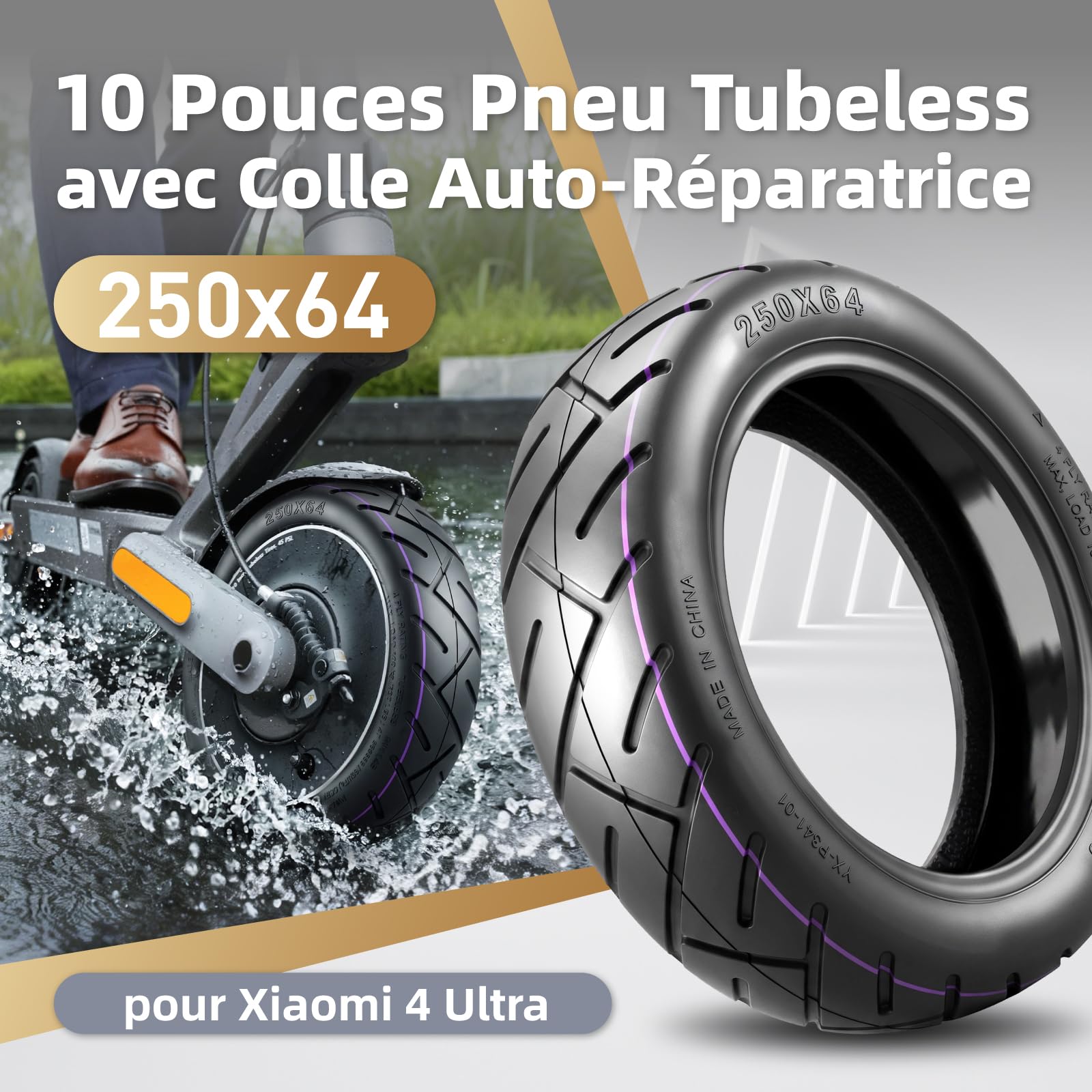 250 x 64 Pneu Auto-Réparateur pour Xiaomi 4 Ultra (2 PCS)