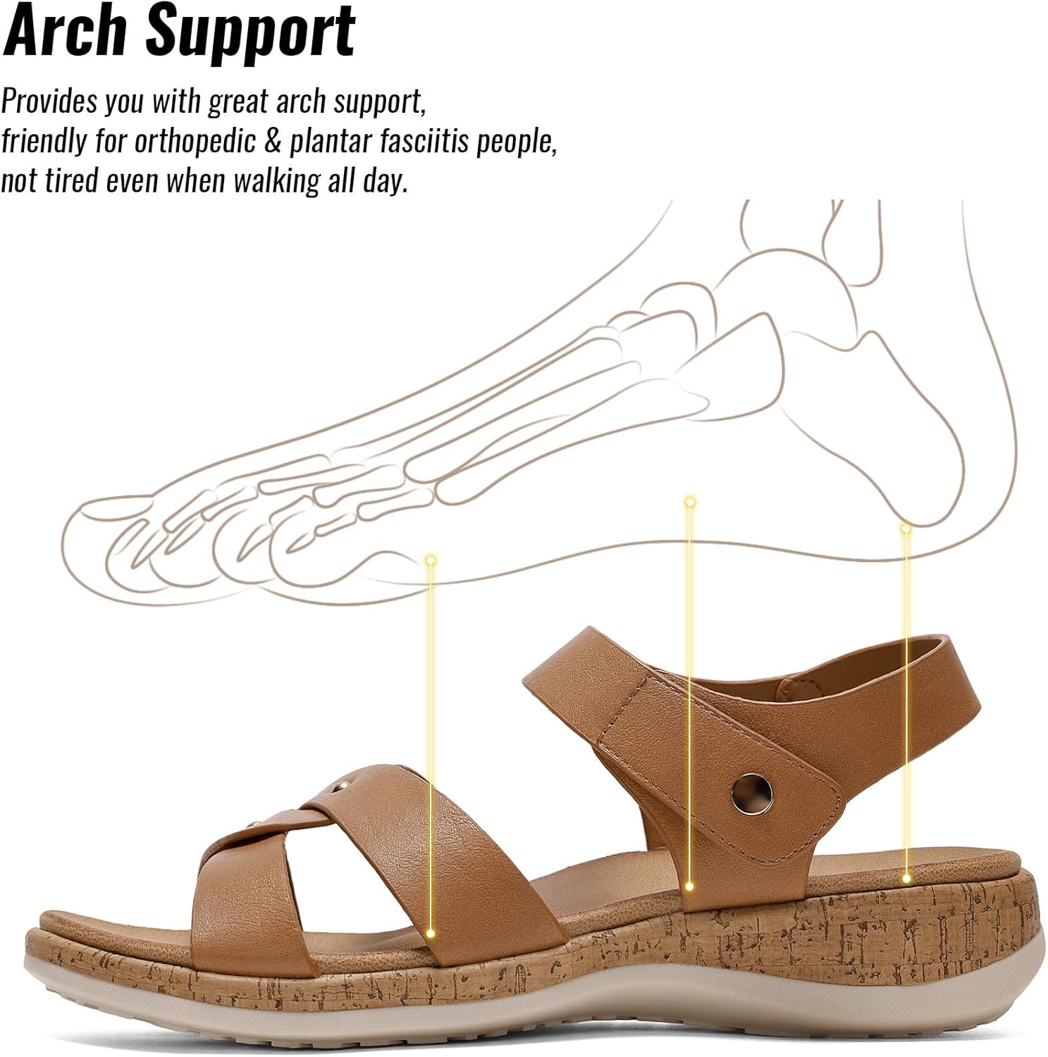 Littleplum Women Flat Sandals with Arch Support Open Toe Adjustable Sandals Comfort Summer Walking Shoes for Beach Travel Casual Dressy - Image 3