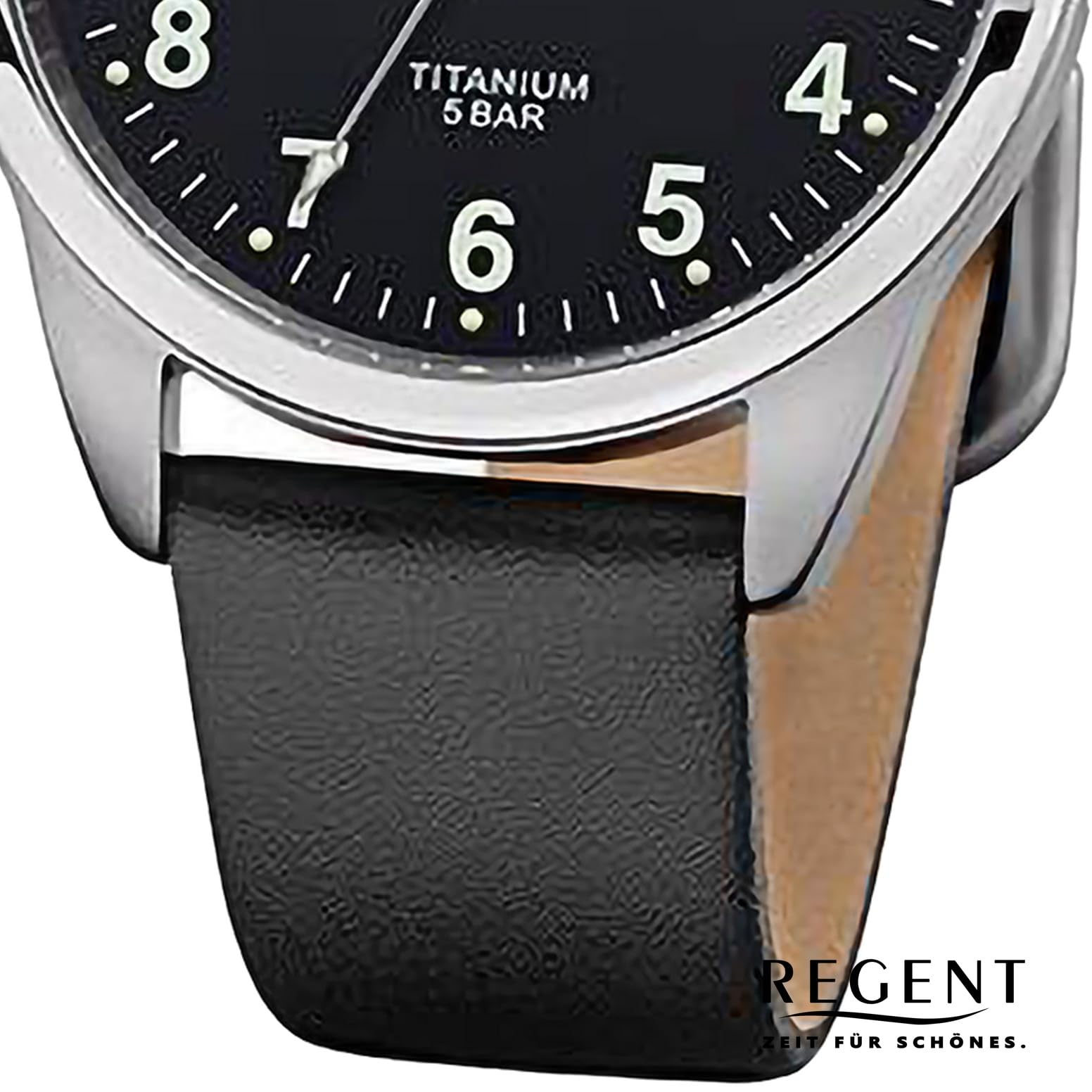 REGENT Herren Armbanduhr Analog Lederarmband schwarz URF1271 Analoguhr