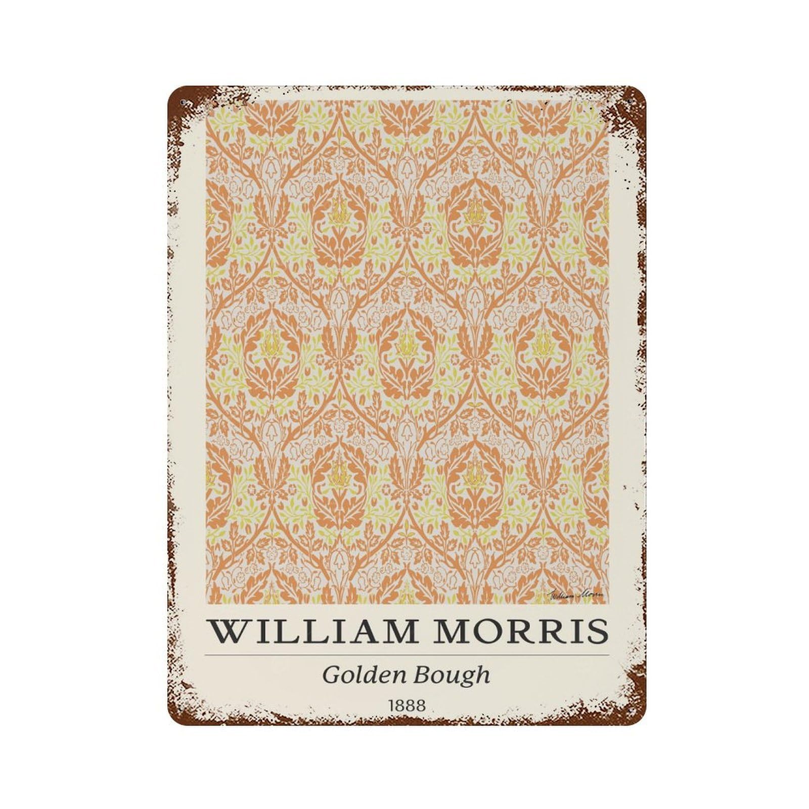 Vintage Metal Tin Sign William Morris Golden Bough Floral 15.7"x11.8", Classic Wall Plaque for Pub, Kitchen And Man Cave Decor