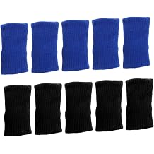 FOMIYES 10pcs Professional Black Nylon Elastic Finger Covers for Sports Protection Long Gloves Breathable Design