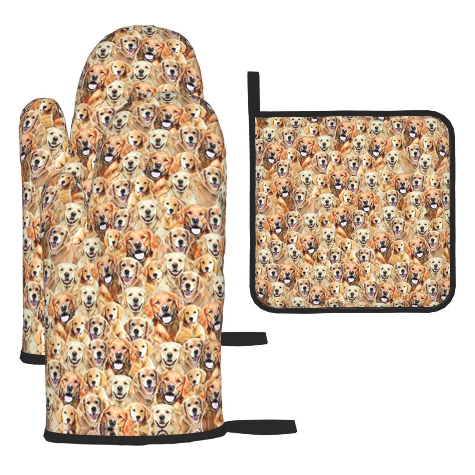 Yyoretp Black Labrador Retriever Dogs Print Oven Mitts And Potholders Bbq Gloves-Oven Mitts And Pot Holders For Cooking Baking
