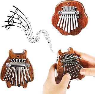 Kalimba Instrument Percussion Instruments Mini Thumb Piano 2 Pieces Thumb Piano Marimba Piano Musical Instruments for Children from 1 Year Calimba Mahogany Finger Piano Marimba (8 Keys)