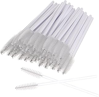 Mascara Wands 100Pcs, Disposable Eyelash Brushes Eye Lash Eyebrow Brow Applicator Spoolie Micro Brush, mascara applicator, Cosmetic Makeup Brush Tool Kits (White, 100pcs)