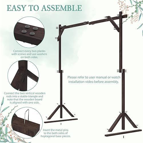 Miniatura 3 de Xiomot Arco de boda cuadrado de madera para ceremonia de boda, soporte de telón de fondo de madera para boda, fiesta de boda, propuesta, jardín,