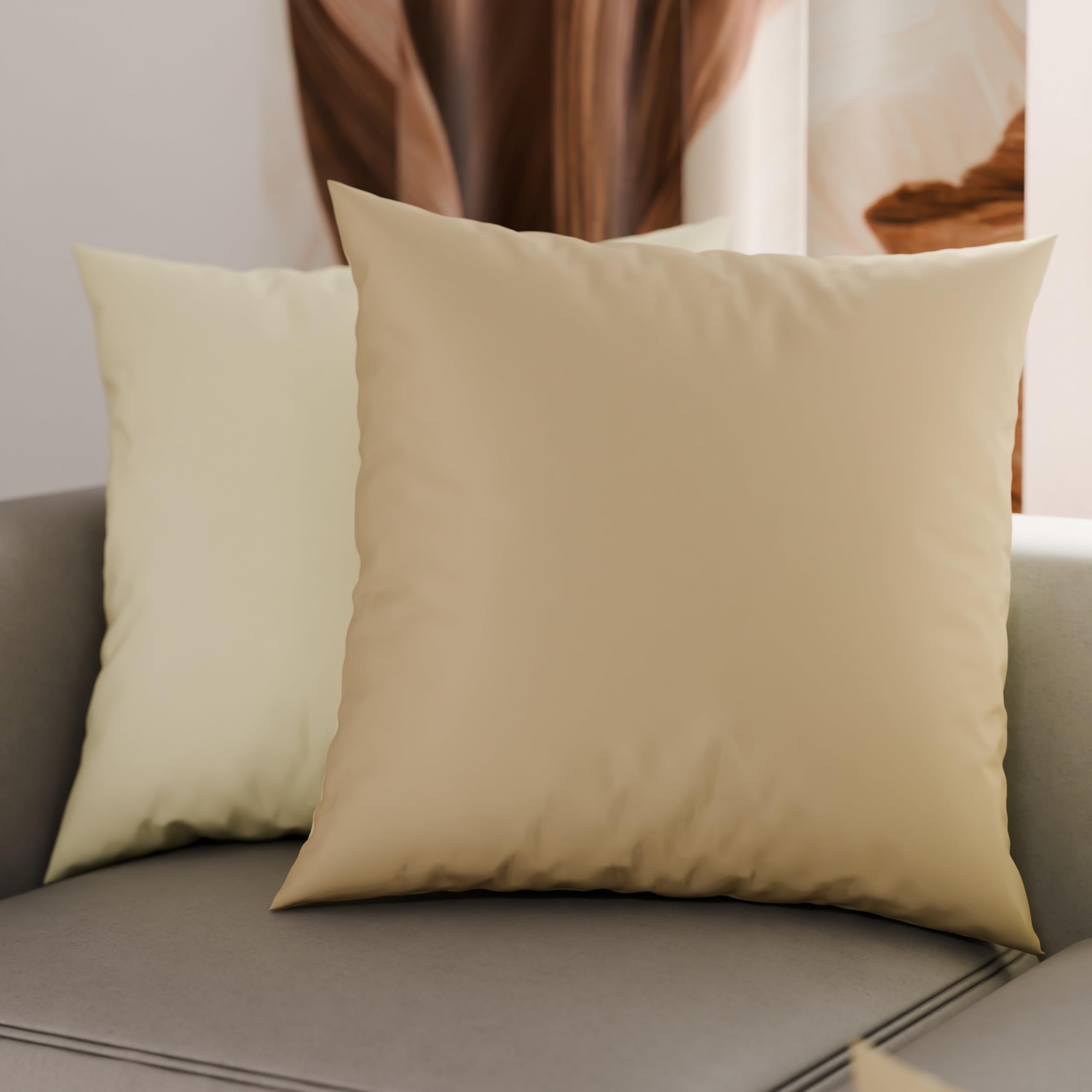 PETTI Artigiani Italiani - Pair of Pillow Cases 50 x 30 cm in Microfibre, Pillows for Bedroom Furniture, Sofa, Set of 2 Cushion Covers, Reversible Pillowcase Cream Taupe — image 1