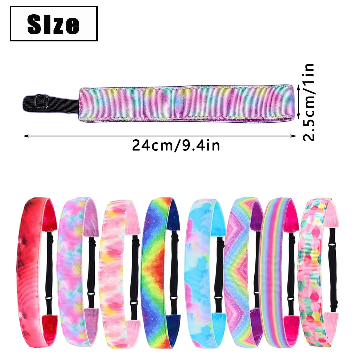 8 Stück Haarbänder Rutschfest, Buntes Haarband Kinder, Kopfband Mädchen Sommer, Tie Dye Haarbänder, Sport Haarband Mädchen, Perfekt für Sport, Tanz Oder Anderen Freizeitaktivitäten