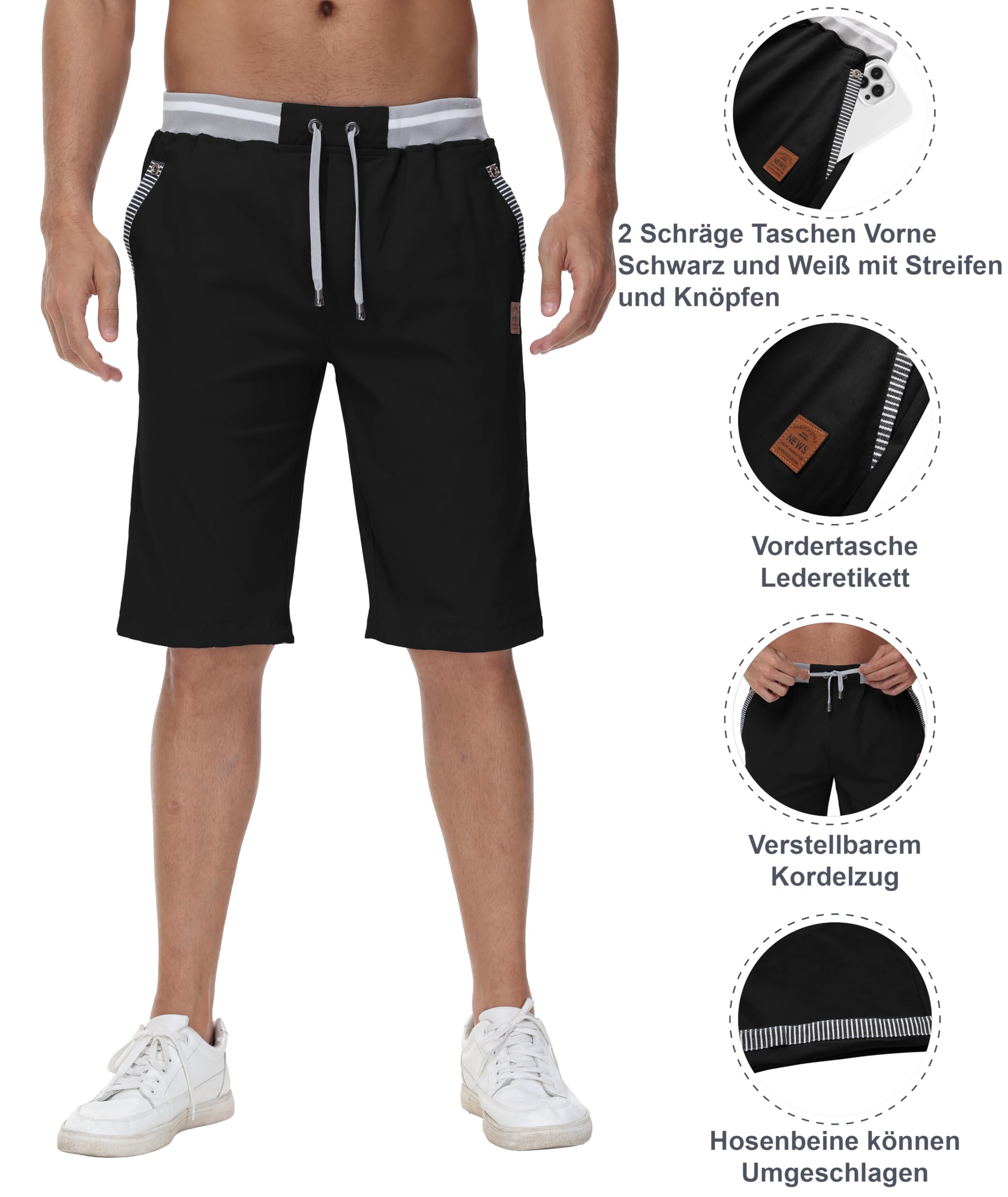 Djtnzdm Bermuda Cargo Estivi Pantaloncini Bermuda Uomo Cotone Lavoro Casual Sportivi Pantaloni Corti Golf Shorts Uomo