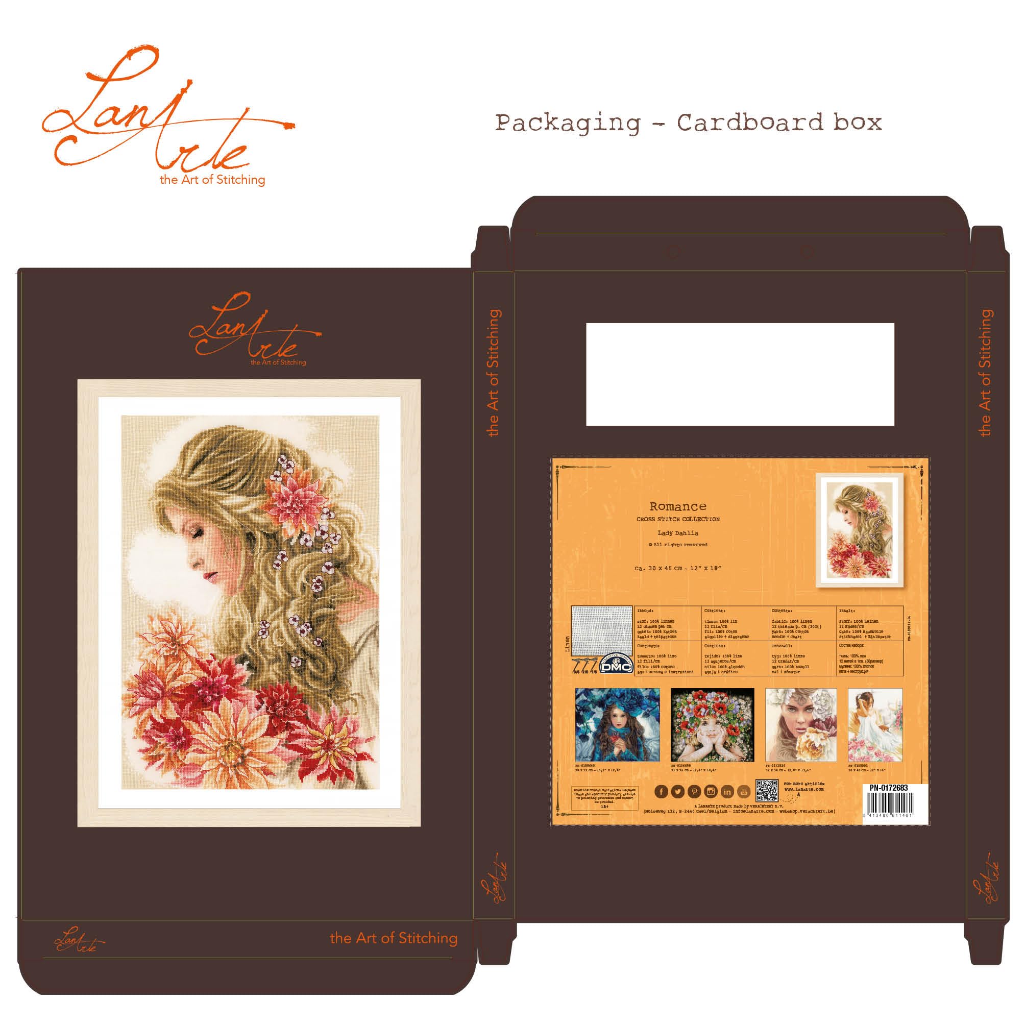 LANARTE Haft Krzyżykowy Liczony Zestaw Obraz do Haftu PANI DALIA Zrób to Sam Zestaw Kreatywny dla Dorosłych Rękodzieło Artystyczne 30 x 45 cm Dekoracja Ścienna DIY Cross Stitch Kit